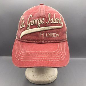 St. George Island Florida Hat Cap Red Mesh Back Adjustable Beach Vacation VGC